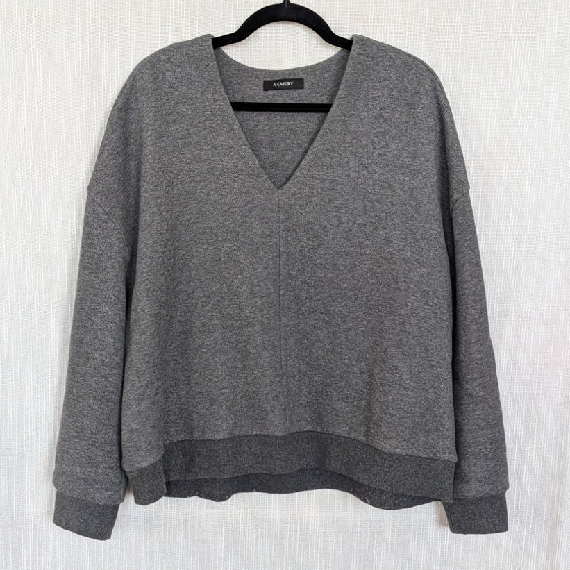 A.Emery Willis Sweatshirt Womens L Gray Knit Relaxed Pullover Designer Casual