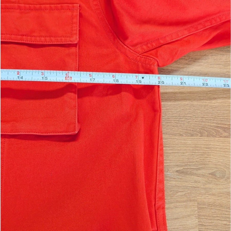 & Other Stories Orange Red Cotton Utility Shirt Jacket Shacket Women's US 4