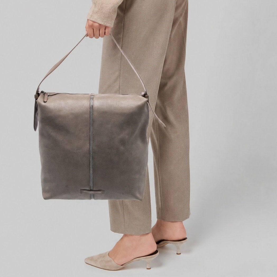 Brunello Cucinelli Monili Buffered Leather Hobo Shoulder Bag