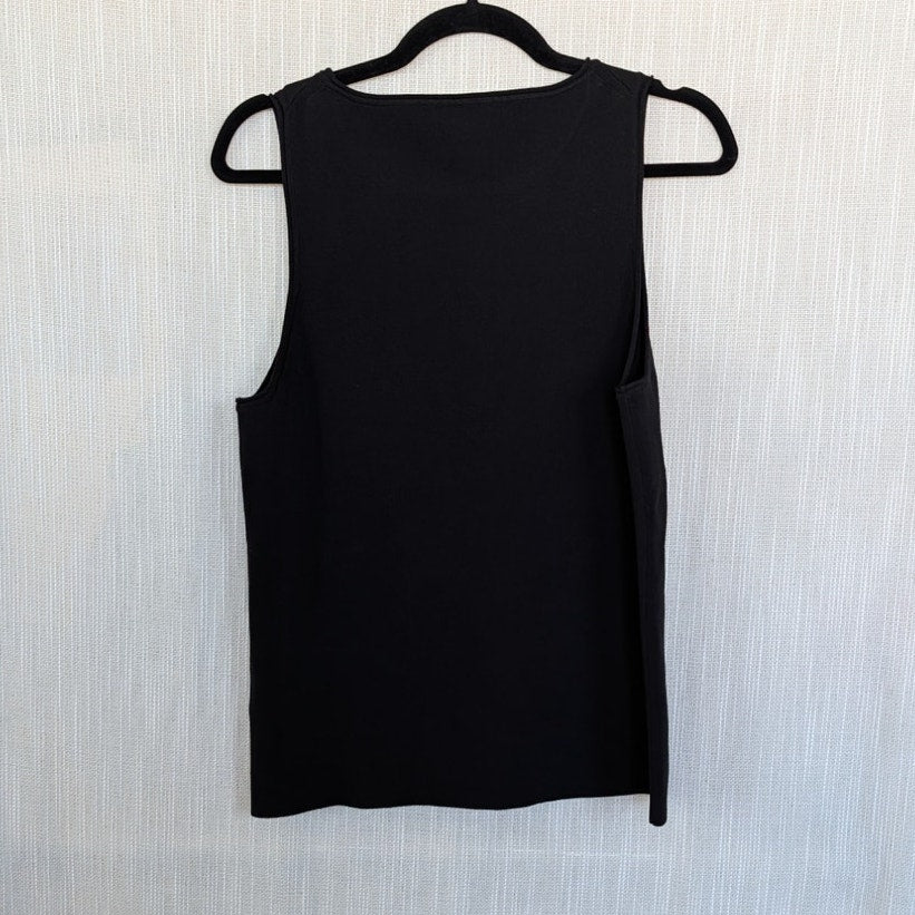 COS Tubular Knit Tank Top Womens L Black Sleeveless Jersey Slim Fit