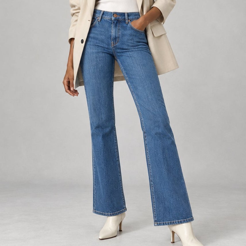 See by Chloé Rainbow-Pocket Mid Rise Flared Jeans Blue Size 26
