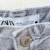 Zara Shimmer Gray Denim Raw Hem High-Rise Ankle Leg Jeans, size 2
