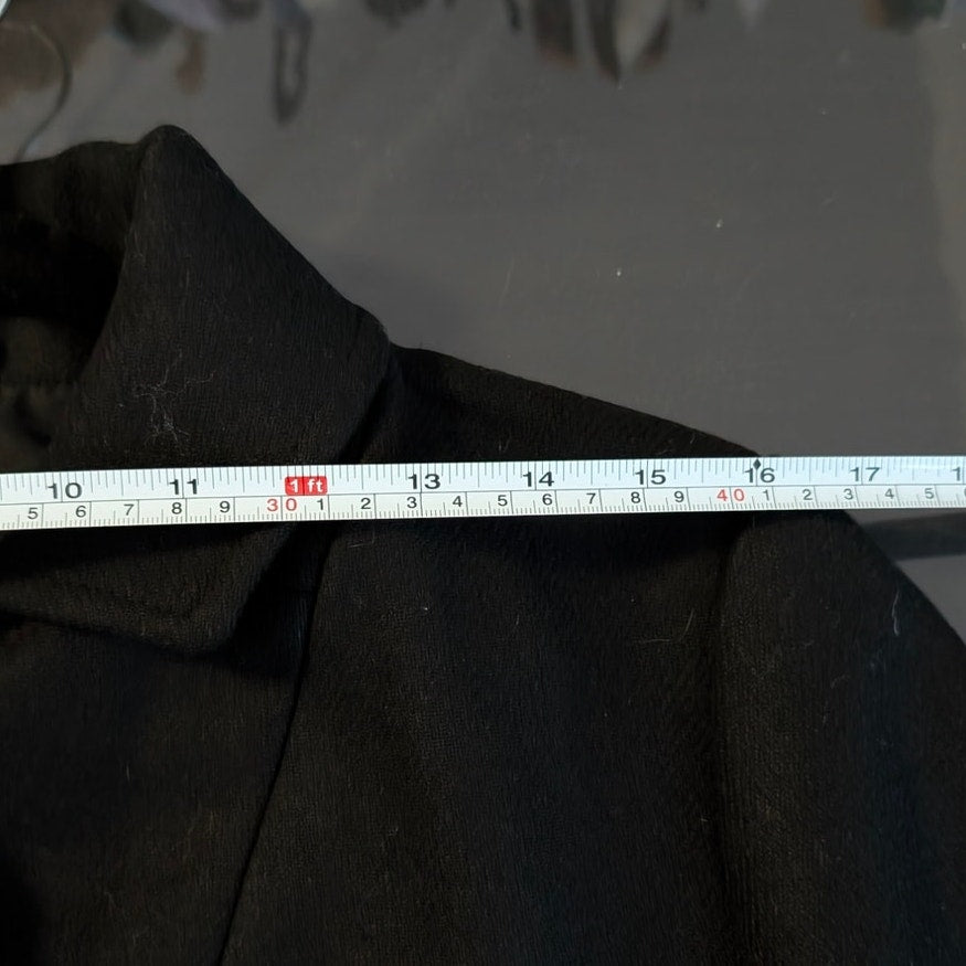H&M HM Black Double-Breasted Short Peasant's Twill Jacket Pea Coat, size M
