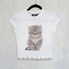 The Ragged Priest Kitty Baby Tee T-shirt Womens 8 White Cotton Short Sleeve NWT
