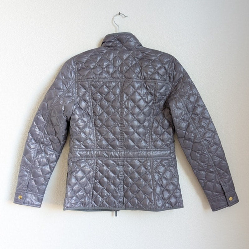J.Crew Blue/Gray Quilted Down Filled Full Zip Puffer Lightweight Jacket, size XS