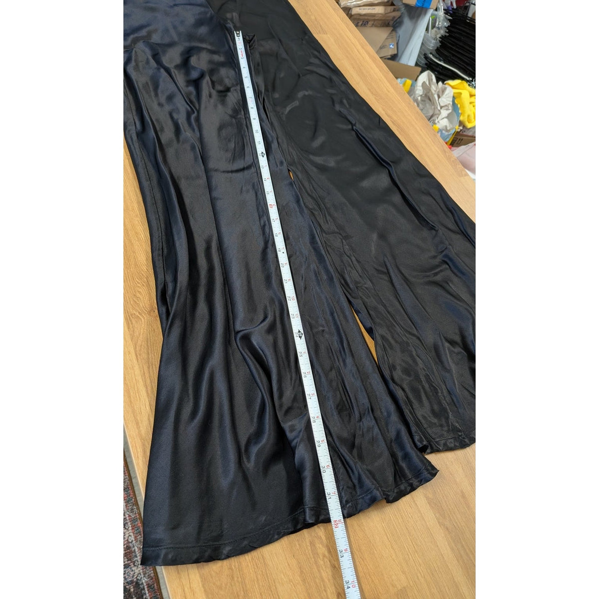 Enza Costa Satin Bias Cut Flare Pants Black Size 2/M