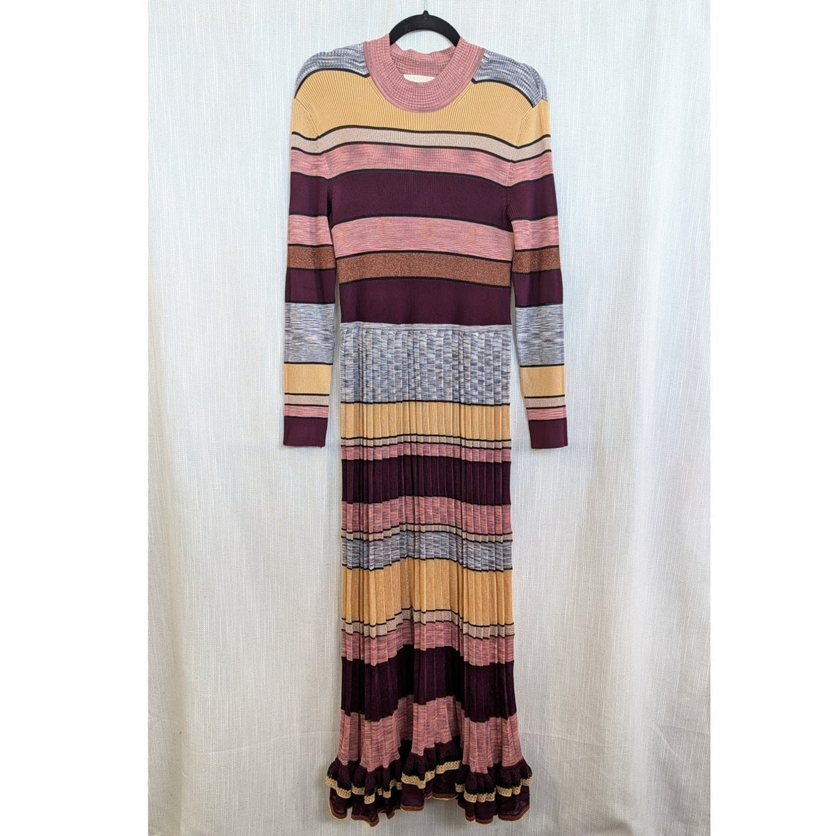 Ulla Johnson Evangeline Striped Metallic Knit Maxi Dress XL
