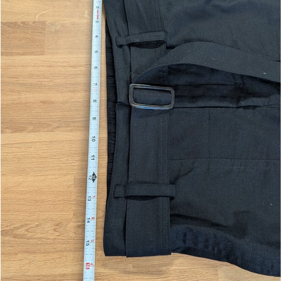 Vince Linen Blend Belted Cargo Cropped Pants Black Size M