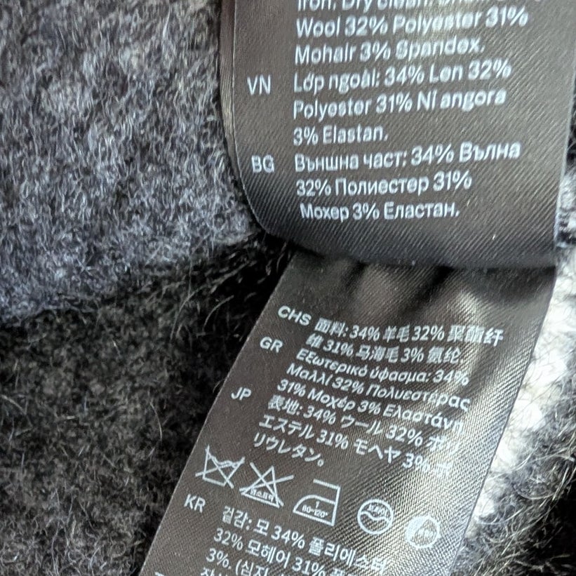 COS Charcoal Striped Alpaca Wool Blend Crewneck Long Sleeve Relaxed Sweater XS