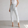 IRO Paris Vieno Denim Belted High Rise Tapered Leg Paperbag Jeans, size FR36/US4