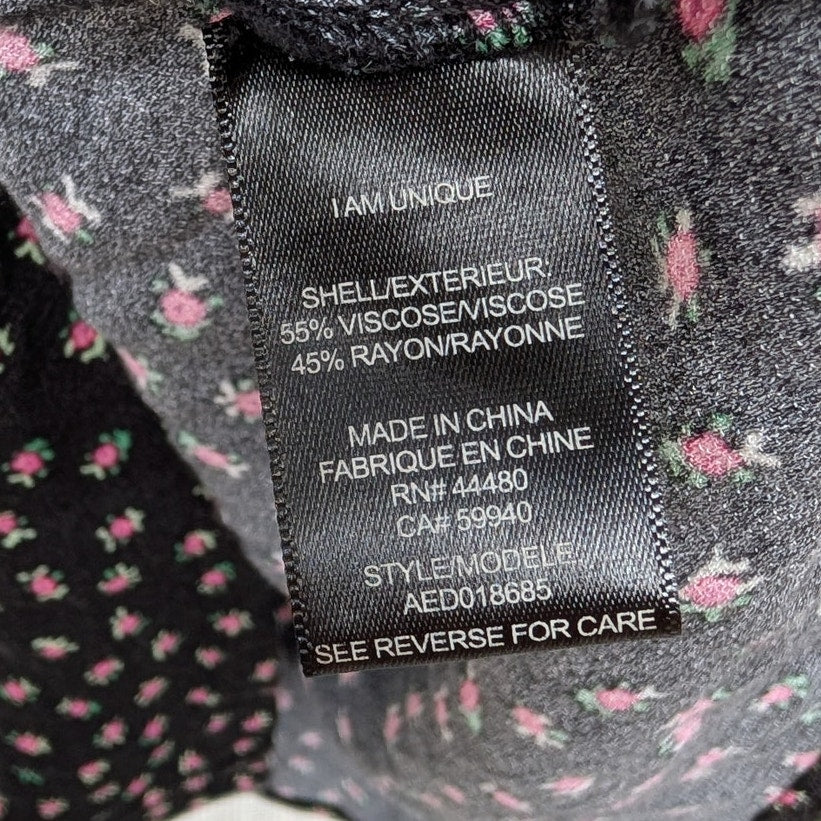 AFRM Black Floral Print Trixie Long Ballon Sleeve Midi Maxi Dress, size M