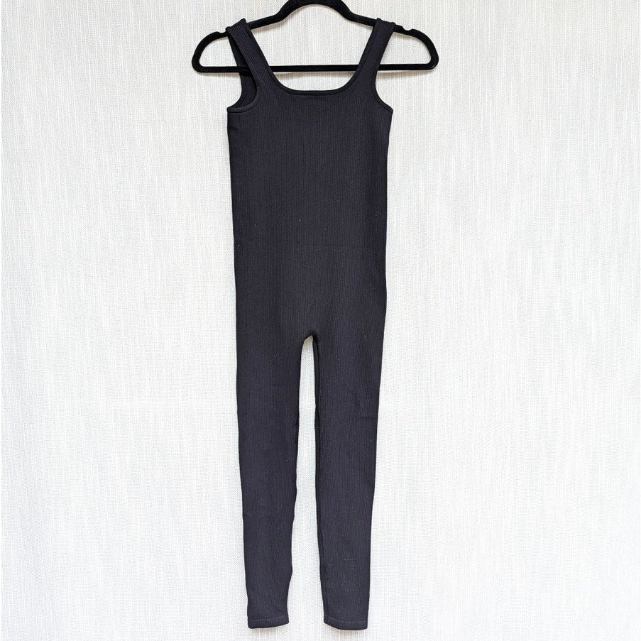 Calzedonia Catsuit Jumpsuit Onepiece Womens S/M Black Rib Sleeveless Long