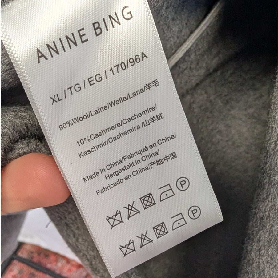 Anine Bing Quinn Blazer Womens Heather Grey Wool Cashmere Oversized Jacket XL