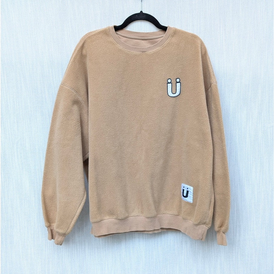 Urlazh Tan Logo Long Sleeve Crewneck Cotton Oversized U Cloud Sweatshirt