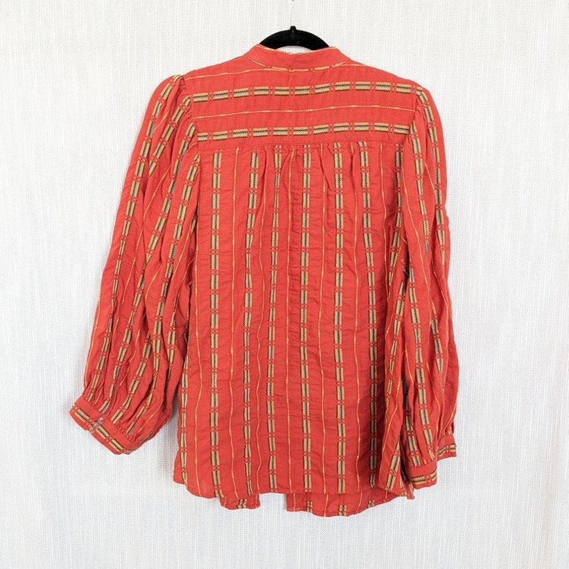 Anthropologie Pilcro The Bella Femme Buttondown Shirt Womens XL Embroidered