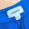 L'agence Linen Blend Mini Shorts with Elegant Drape Womens 10 Blue High Waist
