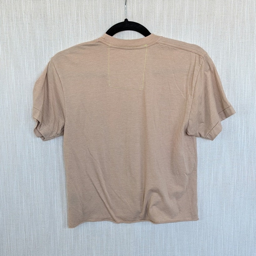 Aviator Nation Logo Tee Unisex Womens S Tan Crewneck Short Sleeve Boyfriend