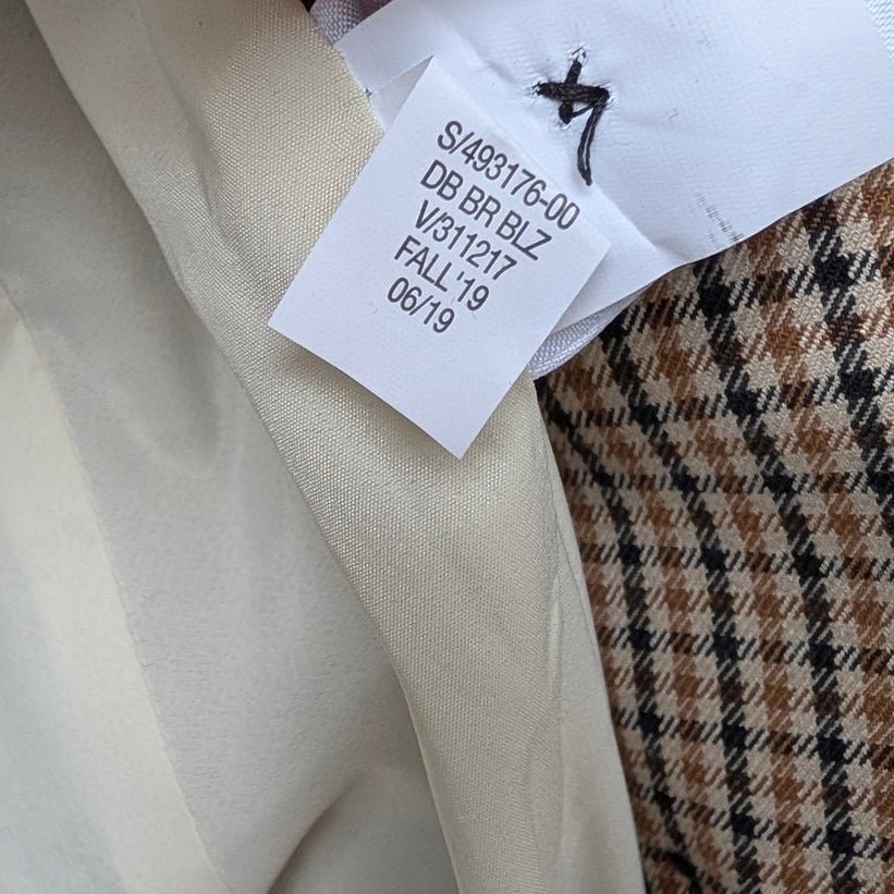 Banana Republic BR Plaid Blazer Womens 4 Brown Double-breasted Long Sleeve