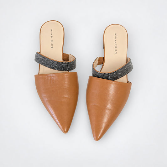 Fabiana Filippi Monili Pointed-Toe Leather Mules EU 39 US 9