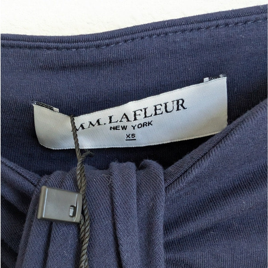NWT MM. Lafleur The Minetta 2.0 Navy High Waist Midi Draped Skirt, size XS