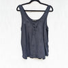 Anine Bing Evy Top Womens S Washed Black Henley Sleeveless Relaxed Tunic Polo