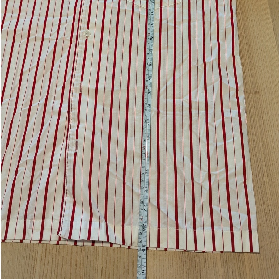 J.Crew Pajama Set in Cotton Poplin Womens M Ivory/Red Stripe Shirt & Pants NWOT