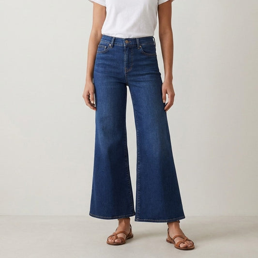 FRAME Le Palazzo Crop Jeans Womens 26 Denim High-rise Cropped Wide Leg