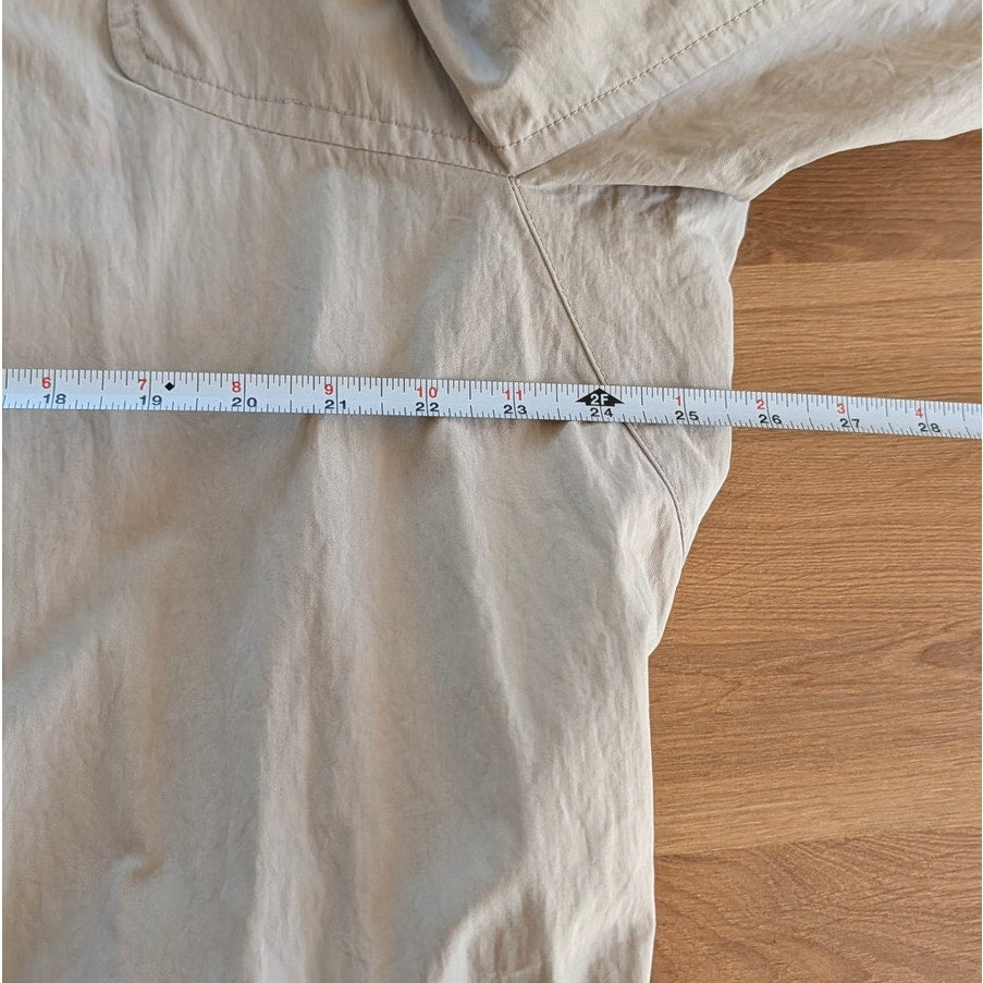 Vince Cotton Trench Coat Womens XL Beige Full Zip Self-Tie Belt Long