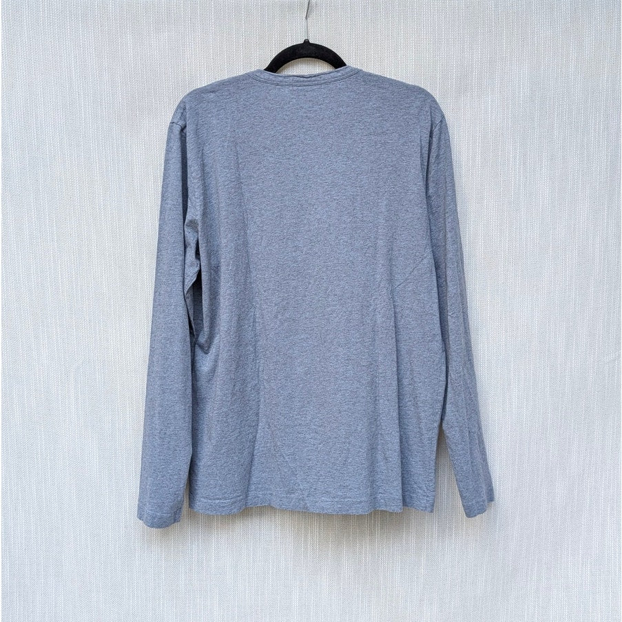 Theory Gray Long Sleeve Henley Button Shirt Top, size L
