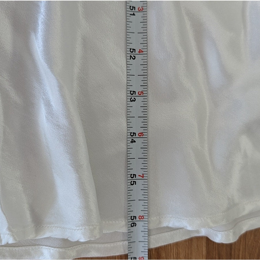 Enza Costa Off-White Satin Slip Maxi Dress Womens 2 Sleeveless Scoop Neck Split