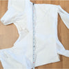Posse Mia Linen Crop Top Womens S White Knot Detail V-neck Half Sleeve