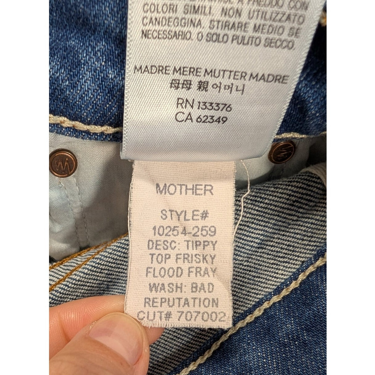 MOTHER Tippy Top Frisky Flood Fray Jeans Bad Reputation Size 30