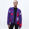 Zara Brushed Finish Knit Cardigan Womens S/MPurple Wool Blend Open Long Sleeve