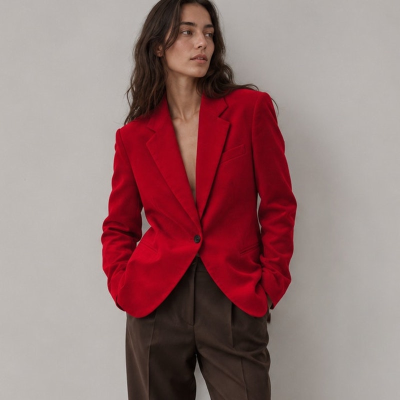 Theory Cinched Blazer J0804105 Womens 4 Bright Red Velvet Single-breasted NWT