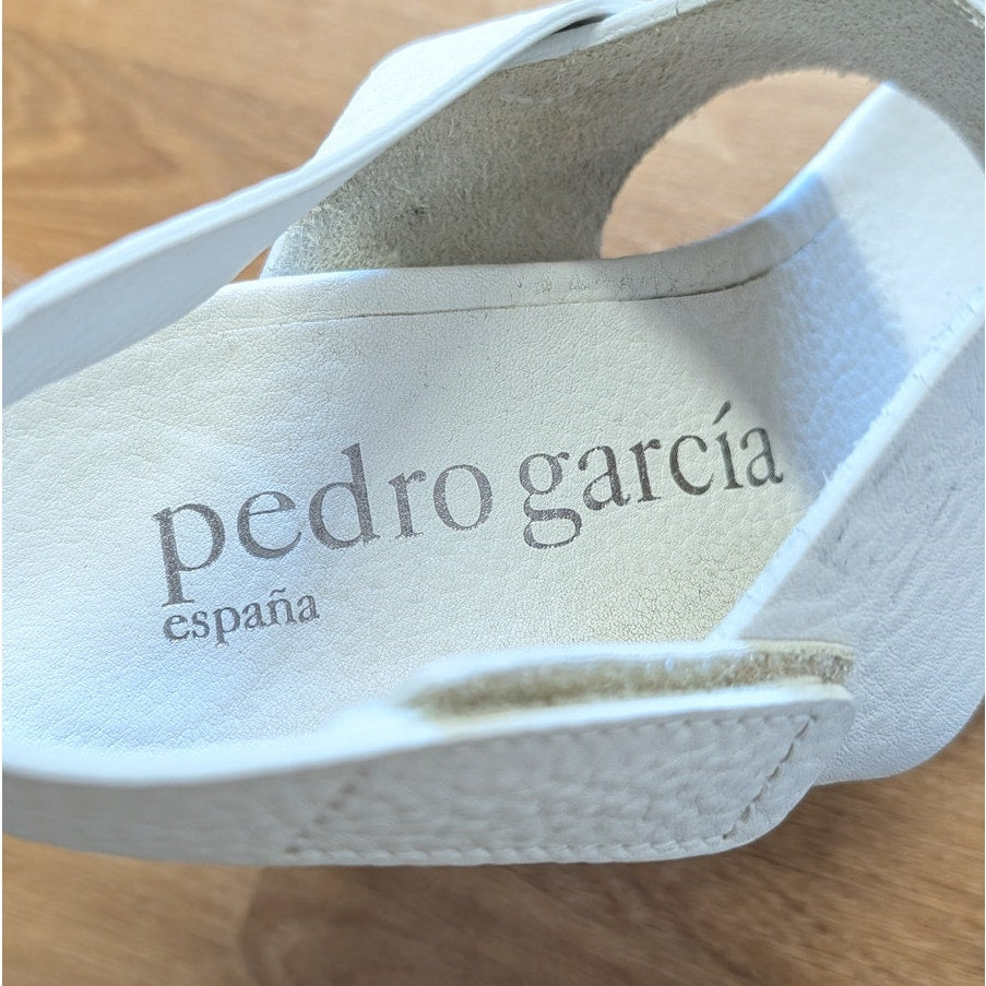 Pedro Garcia Leather Slingback Chrome Heels Shoes Womens EU40/US10 White