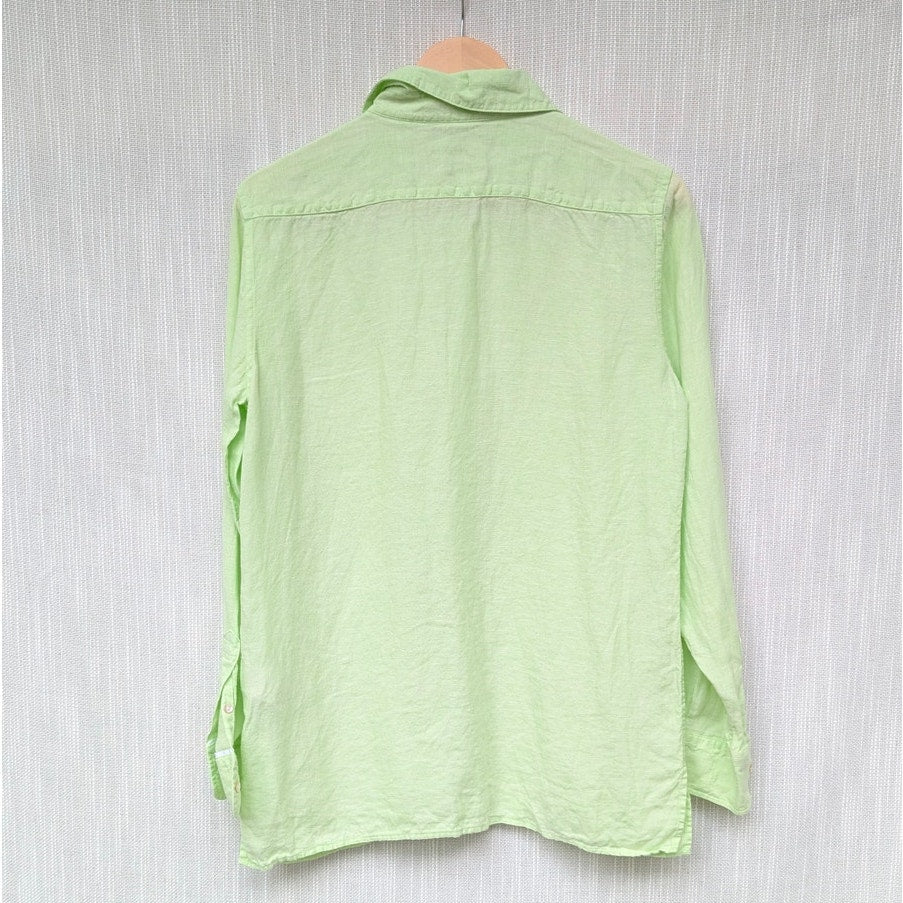 Brooks Brothers Green 100% Linen Button-Down Casual Shirt, size 4