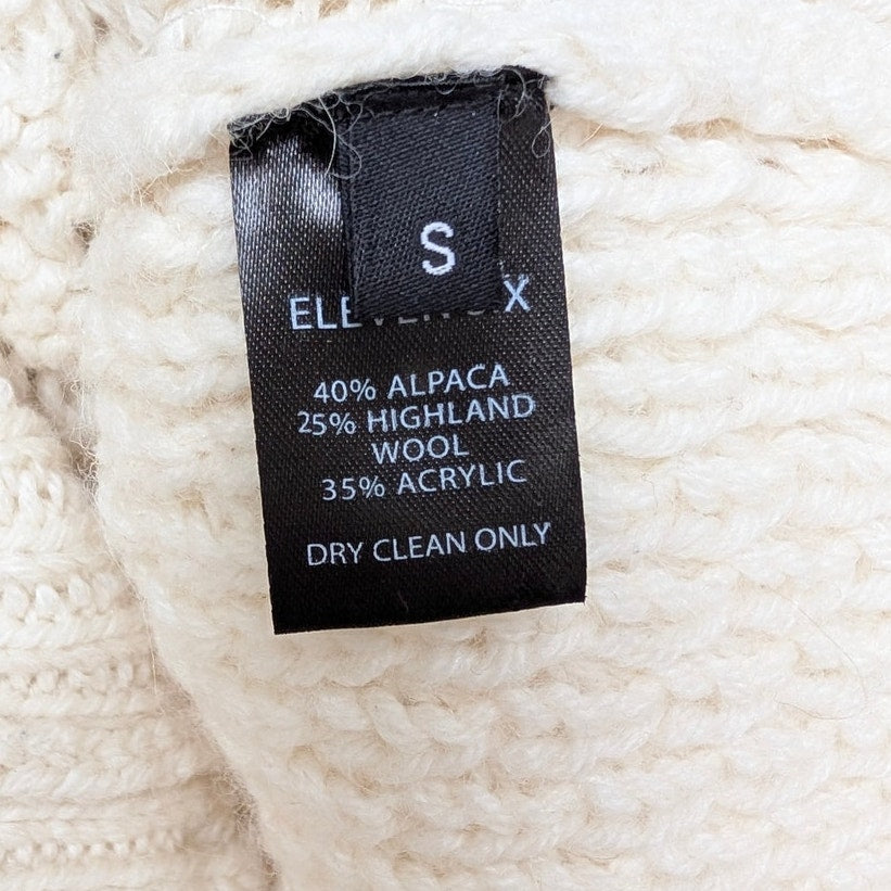 Eleven Six Nyla Sweater Womens S Ivory Alpaca/Wool Knit Crewneck Long Sleeve