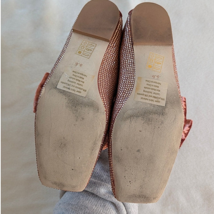Jeffrey Campbell Embellished Flats Womens 6.5 Pink Rhinestone Velvet Bow