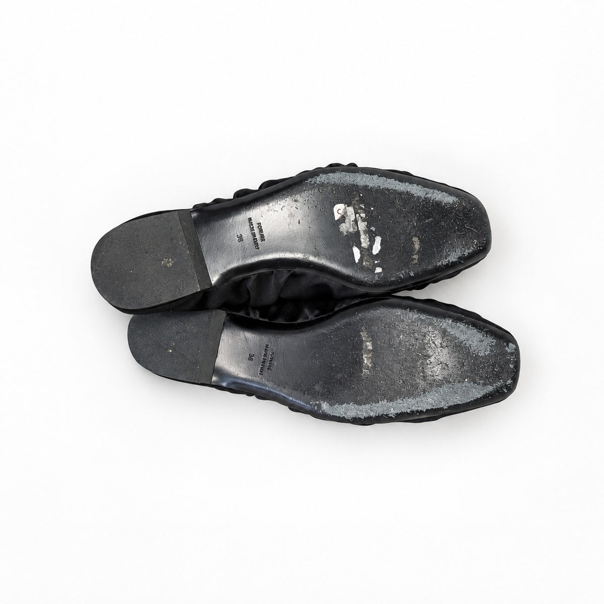 Toteme Gathered Ballet Flats Black Satin 36
