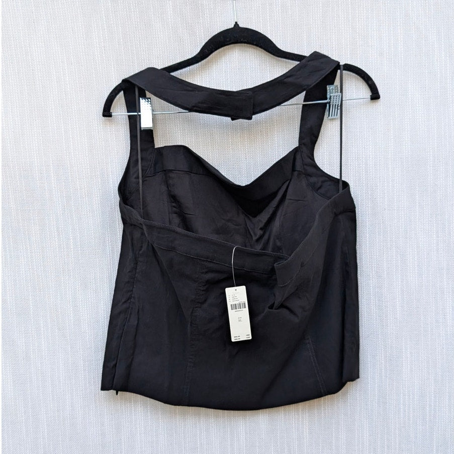 Maeve Anthropologie Top Womens XL Black Halter Linen Blend Structured Corset NWT