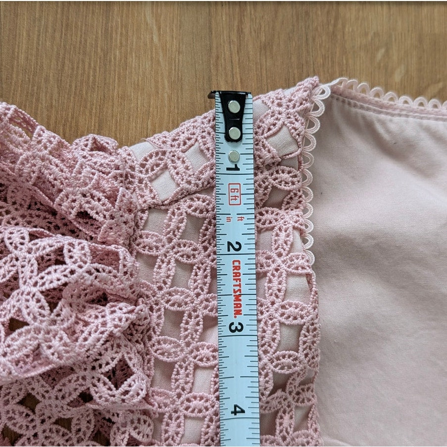 RP Rachel Parcell Lace Midi Dress Womens 0 Pink Rose Short Sleeve Square Neck