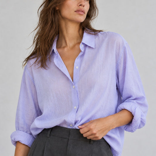 Uniqlo Premium Linen Long-Sleeve Shirt Purple XL NWT