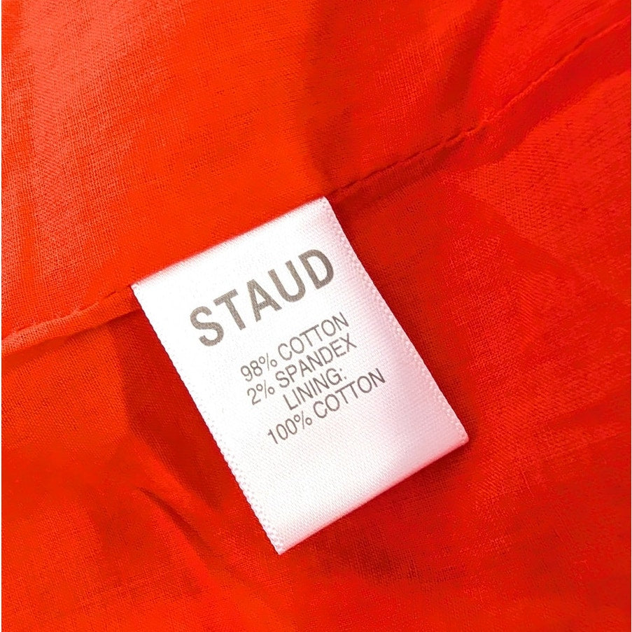Staud Wells Midi Dress Womens 10 Orange Sleeveless Square Neck A-line