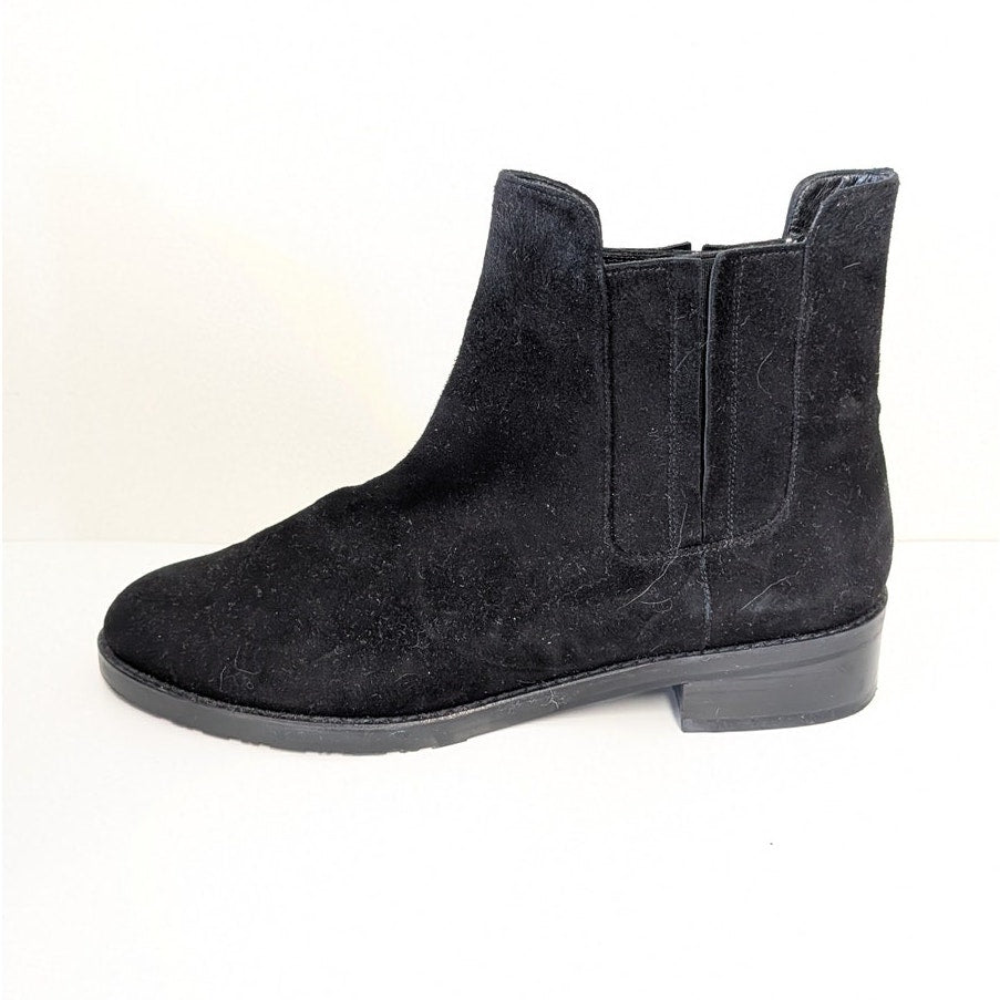 Stuart Weitzman Lenora Leather Suede Chelsea Boots Womens 9.5M Black Pull On