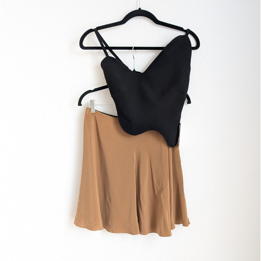 NWT FILIARMI Black/Brown Fauna Silk Sleeveless Short Dress/Set, size 4