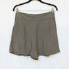 Just Bee Queen Dark Green High Waist Pleated Front Marlow Linen Shorts, size M