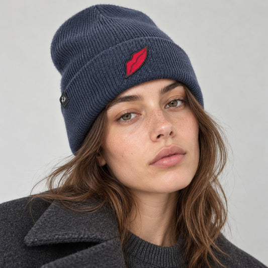 rag & bone Sour Face Merino Wool Beanie Navy Red Patch OS NWOT