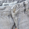 Zara Shimmer Gray Denim Raw Hem High-Rise Ankle Leg Jeans, size 2