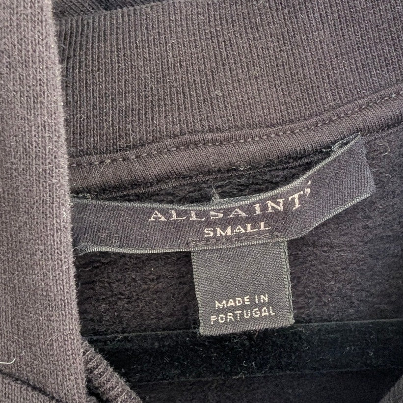 AllSaints Etienne Tierra Hoodie Unisex Womens Mens S Black Long Sleeve Logo