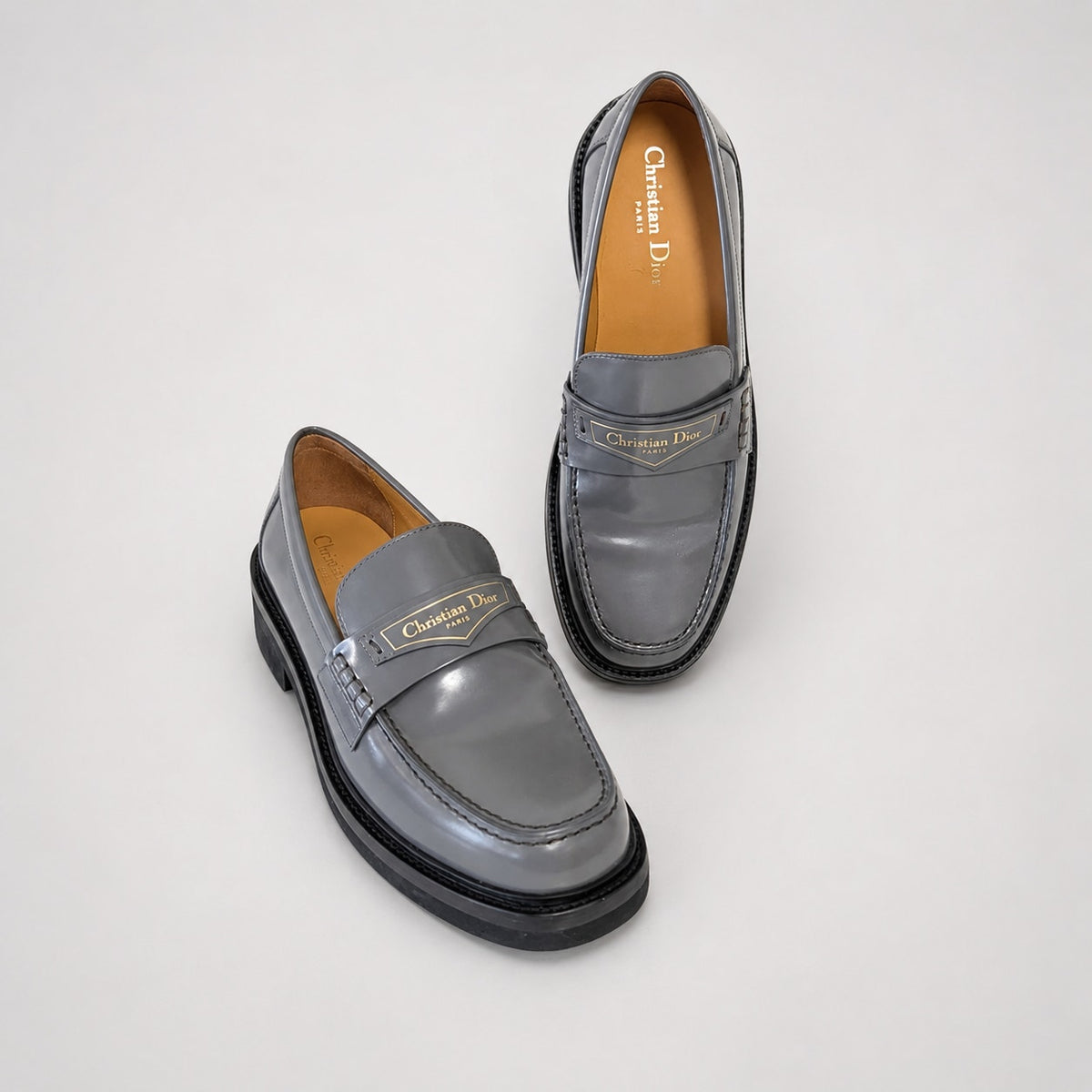 Christian Dior Boy Loafers Womens Eu 39/US 9 Gray Classic Authentic Luxury
